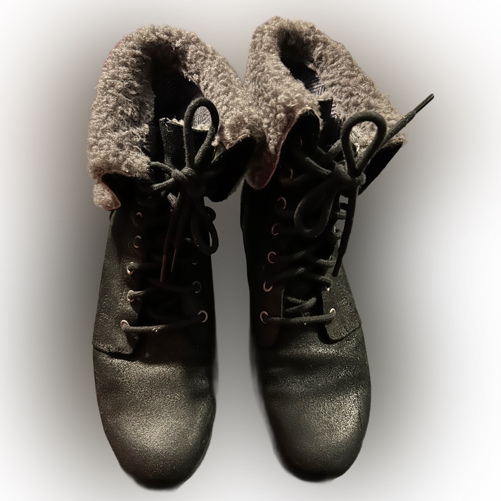 Ugg black wedge lace-up ankle booties
